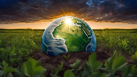 Planet earth. Concept and idea of earth day, environmental day or world nature conservation day.の素材