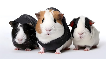 Small group of cute guinea pigs in studio.の素材