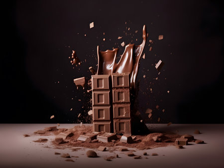 Chocolate bar explosion. Food photography.の素材