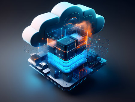Cloud data storage, database concept.の素材