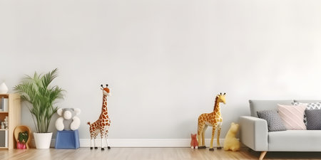 Interior childish home design . Minimalistic living room decoration.の素材