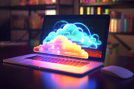 Cloud data storage, cloud computing and data transfer concept.の素材