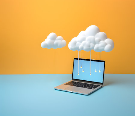 Cloud data storage, cloud computing and data transfer concept.の素材