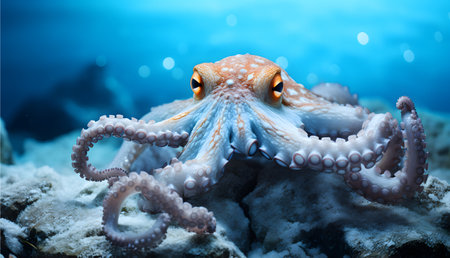Adult octopus swimming at Pacific ocean.の素材