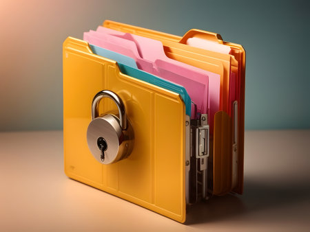 Computer file folder with a lock. Data protection, cyber security conceptの素材