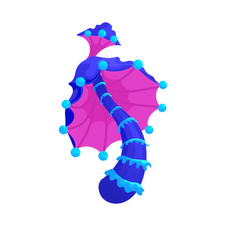 Alien mushroom. Fabulous mushroom plant. A magical plant of blue and pink colors. Vector illustration of an alien mushroom on a white background.のイラスト素材