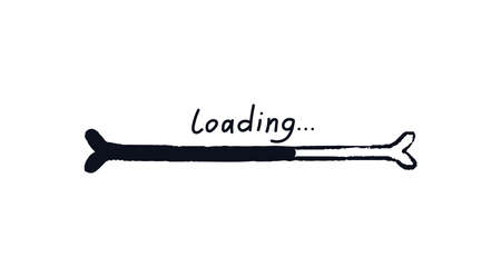 Doodle bone loading bar. Doodle progress bar bone with download indicator. Vector stock illustration...