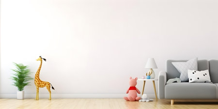 Interior childish home design . Minimalistic living room decoration.の素材