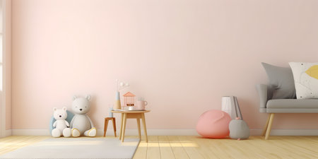Interior childish home design . Minimalistic living room decoration.の素材