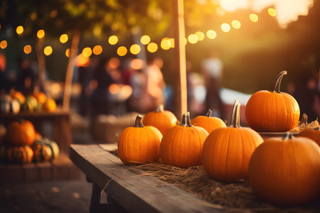 Pumpkin shop at the farmer market during halloween seasonの素材