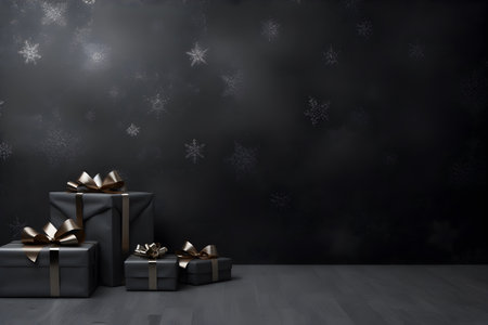 Black friday sale gift present background concept in black and yellowの素材