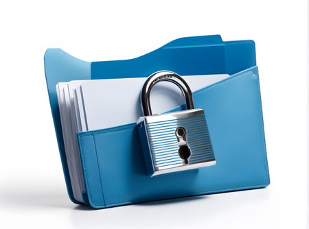 Computer file folder with a lock. Data protection, cyber security conceptの素材
