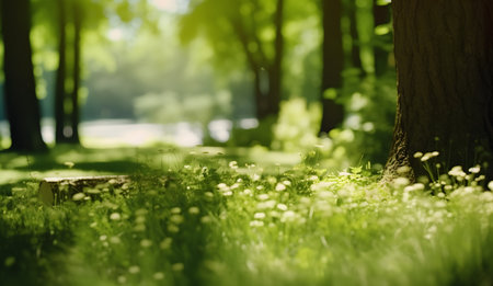 Blurred background of green nature environment.の素材