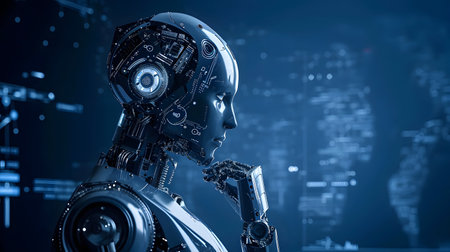 Portrait of thinking robot with artificial intelligence.の素材