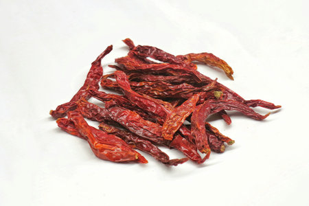 dried red chilli on white background,spices and herbs