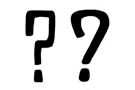 Question mark on a white background. Quiz, doubt, faq, interrogation, query.
