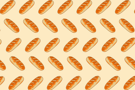 Seamless pattern with bread on a light background. Vector illustrationの写真素材