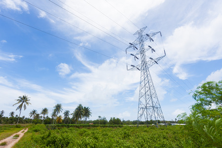 High voltage post in sunny day