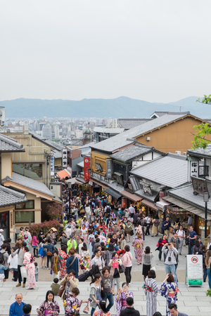 Kyoto, Japan - April 23, 2016: Unidentified people visit around Kiyomizu-dera Temple in Kyoto, Japanのeditorial素材
