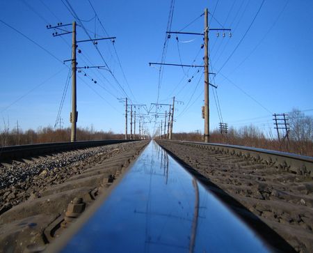 Blue railwayの写真素材