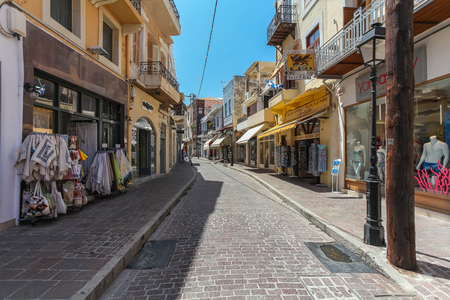 The shop on the street of the old town's part of city Rethymnon. Rethymnon is an old historic town on the northern coast of the island Crete.のeditorial素材