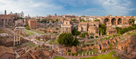 ROME, ITALY - September  12, 2016: Veiw on the  Roman Forum in Rome during sunset.のeditorial素材