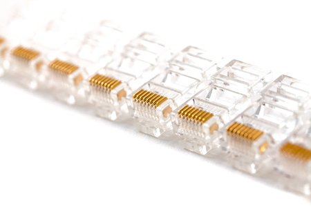 Cable head into (head rj45),network,RJ45,plug. Isolated. Close-up