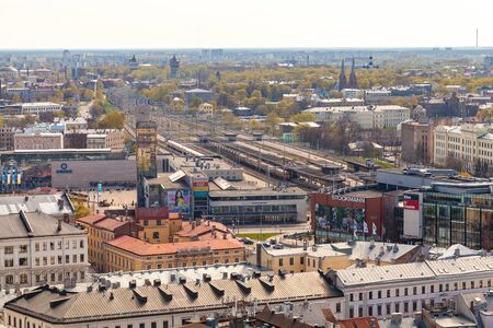 RIGA, LATVIA - MAY 05, 2017:  Panorama of the city Riga in spring sunny day.のeditorial素材