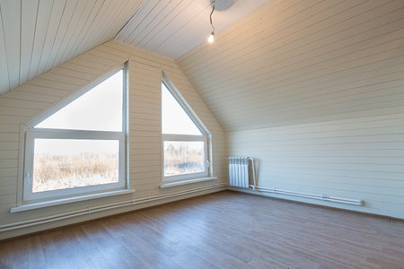 The empty room of new house after construction and renovation. Concept of Housewarming and new...