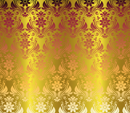 Gold Elegant Stylish Abstract Floral Wallpaper  Seamless Pattern Vectorのイラスト素材