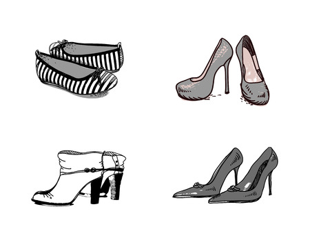 Different Shoes Hand Drawnのイラスト素材
