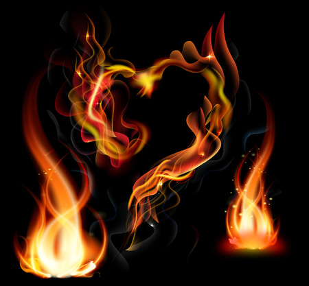 Fire flame on black backgroundのイラスト素材