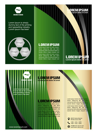Green tri fold business brochure templateのイラスト素材