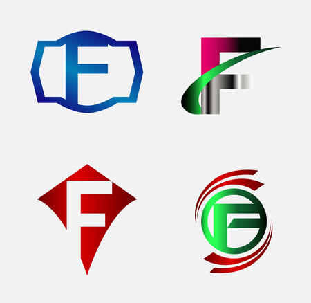 Corporate Logo F Letter company vector design template setのイラスト素材