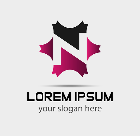 Letter n logo icon design template elements. Vector color signのイラスト素材