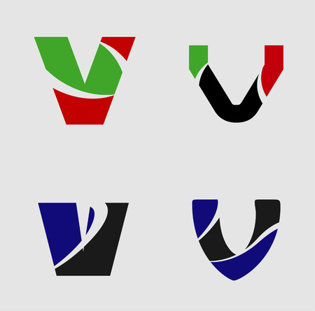 Set of letter V logoのイラスト素材