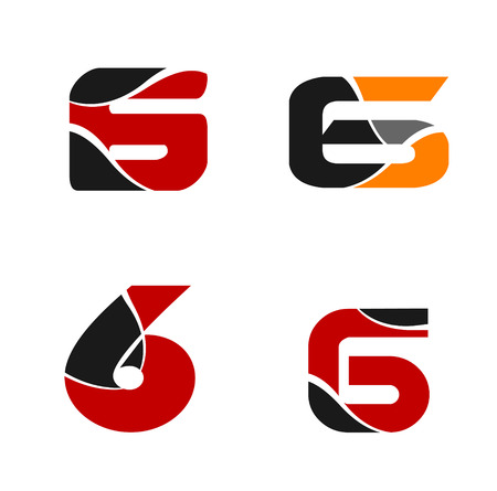 Number six 6 logo icon setのイラスト素材