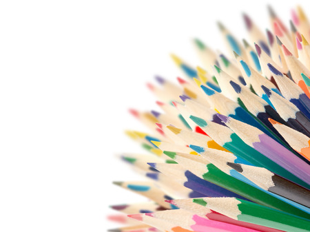 Colour pencils isolated on white background close upの写真素材