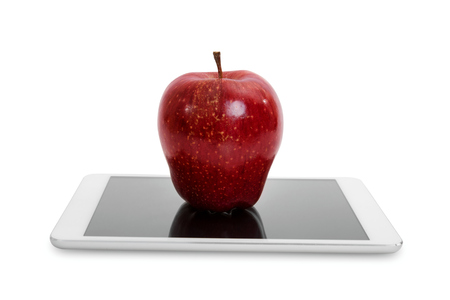 Tablet computer isolated on whiteの写真素材