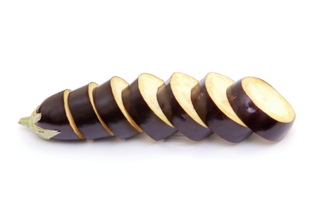 Sliced eggplant on white の写真素材