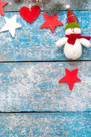 Christmas Decoration Over Wooden Backgroundの写真素材