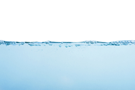 Water and air bubbles over white background with space for textの写真素材