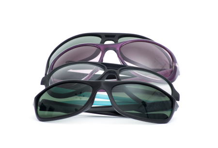 Collection of sunglasses on white の写真素材
