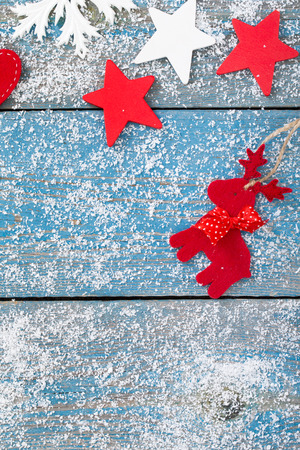 Christmas composition with snow and Christmas decorationの写真素材