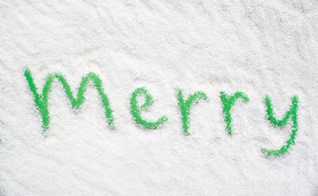 Christmas words on snowの写真素材