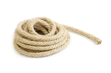 Twisted thick rope on whiteの写真素材