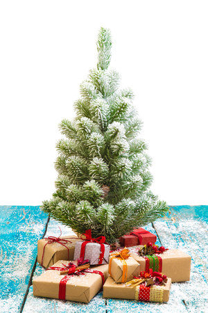 Christmas tree with gift boxesの写真素材