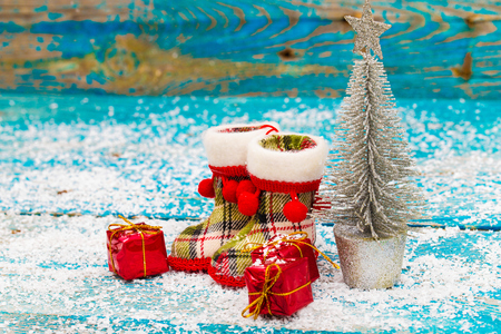 Christmas Decoration Over Wooden Backgroundの写真素材