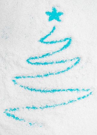 Christmas tree words on snowの写真素材