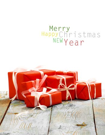 Christmas Decoration Over Wooden Backgroundの写真素材